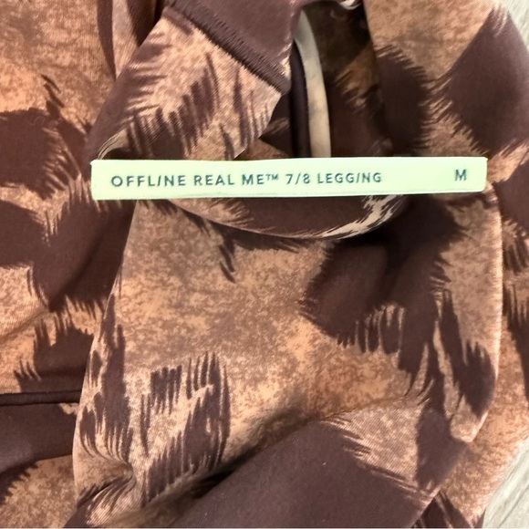 Offline by Aerie Women’s Hi-Rise Real Me Athletic Leggings Brown Floral Med NEW - Picture 5 of 8